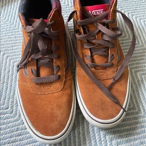 Brown suede high top Vans size 8.5